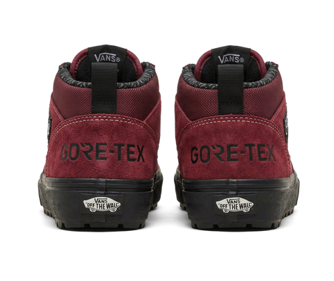 Vans Half Cab GORE-TEX MTE mid-top shoes in burgundy suede with black lug sole