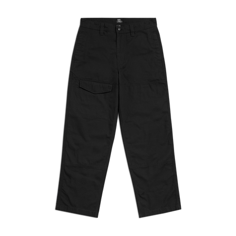 Vans x Atiba black wide-leg cargo pants with front flap pocket and button closure