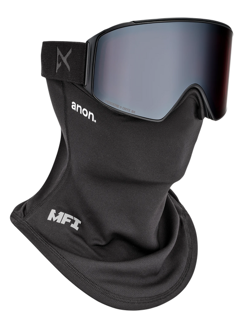 Anon MFI black mesh neck warmer with magnetic goggle attachment and Perceive Onyx lens