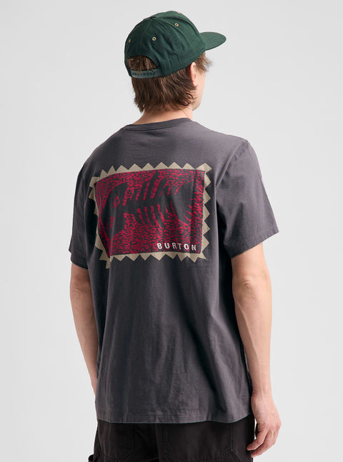 Burton Throwback 1992 dark gray t-shirt back view with red graphic logo print