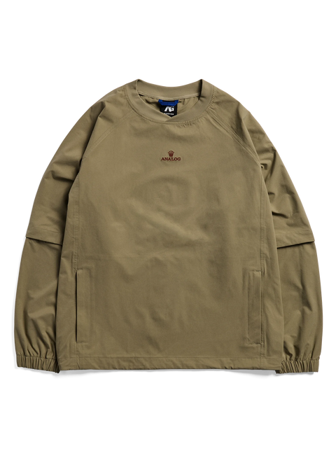 Analog Men's Siltline Crewneck in olive tan with embroidered chest logo and elastic cuffs