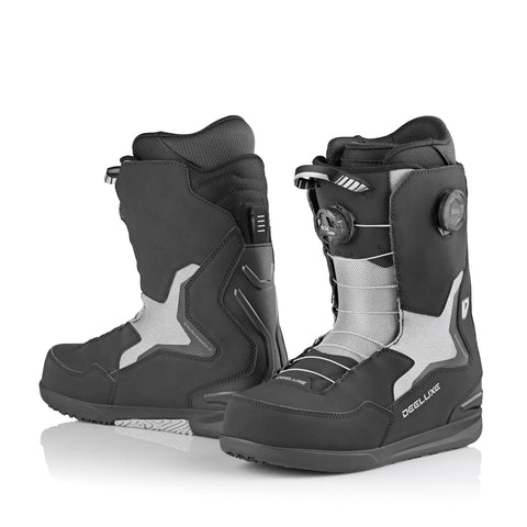 Deeluxe ID 2027 snowboard boots in black and gray with BOA lacing system