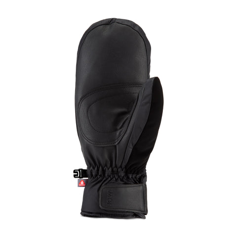 Howl Down Gore-Tex black leather mitten with reinforced palm and wrist strap