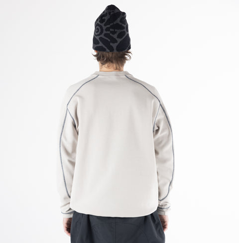 Howl men's light gray crew sweatshirt with contrast stitching, back view