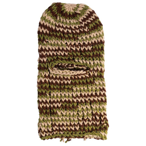 Chunky knit balaclava ski mask with full face opening in camouflage pattern