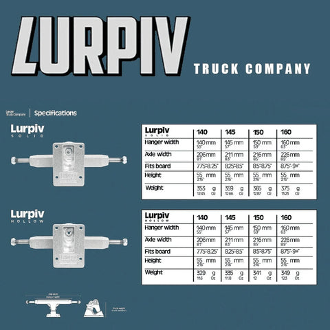 Lurpiv Hollow Polished Skateboard Trucks (Multiple Size Options)