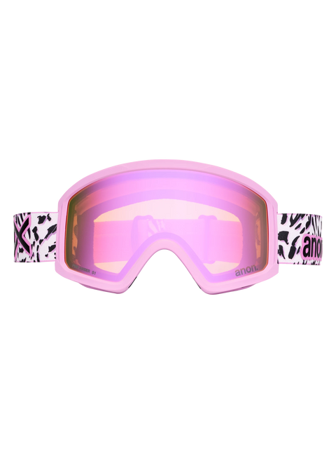 Anon Tracker 2.0 kids ski goggles in pink with animal print strap