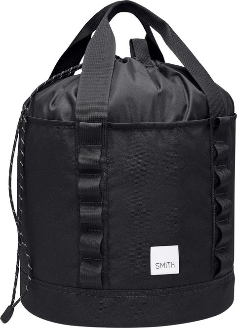 Smith black cylindrical helmet bag with drawcord closure and webbing handles