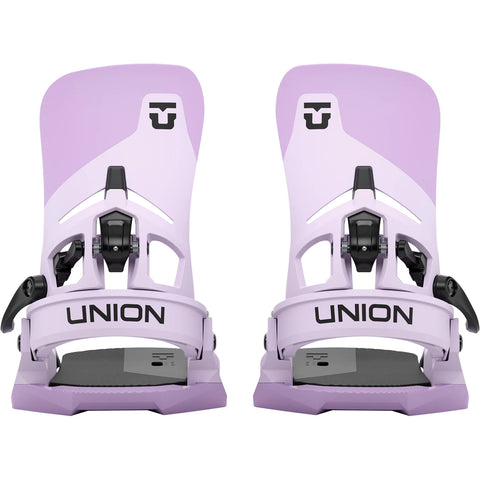 Union Astra Step On snowboard bindings in lavender purple, pair shown front view