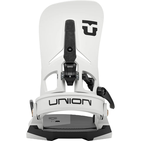 Union Atlas Step On snowboard bindings in white with black hardware and highback