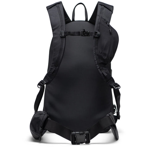 Herschel All Season Resort 14L black backpack rear view with padded straps and hip belt