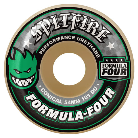 Spitfire F4 101D Conical Green Print Skateboard Wheels (Multiple Size Options)