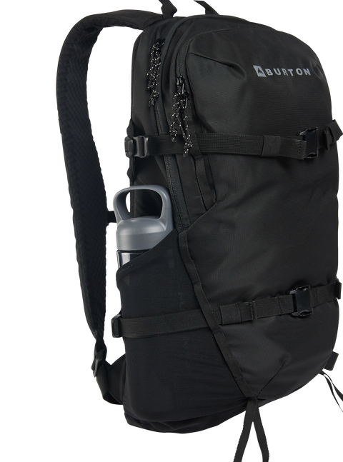 Burton Day Hiker black backpack with side water bottle pocket and compression straps