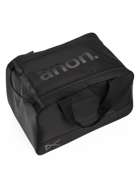 Anon black helmet accessory bag with dual handles and tonal logo branding